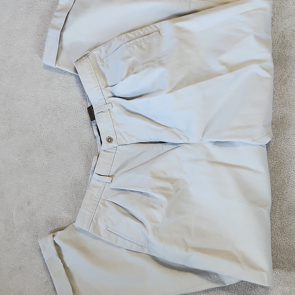 Savane Tan Khaki Menis Pants Cuffed Bottom Pleated Light Tan - 38X30